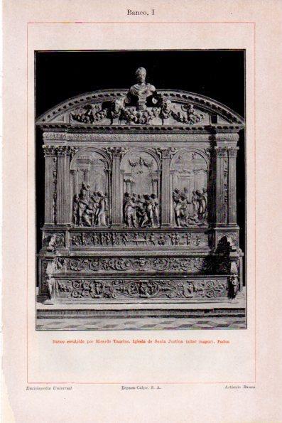 LAMINA V29186: Banco esculpido por R. Taurino en iglesia de Padua