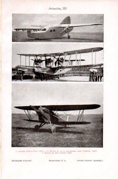 LAMINA V29211: Iris II avion 1927 y biplano de caza Curtis 1929