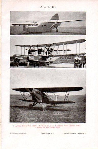 LAMINA V29211: Iris II avion 1927 y biplano de caza Curtis 1929