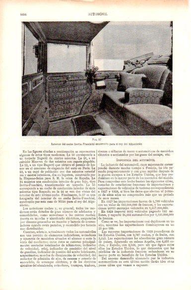 LAMINA V29216: Interior del coche Isotta-Fraschini del rey de Afganistan