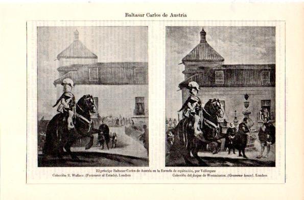 LAMINA V29173: Principe Baltasar Carlos de Austria en Escuela de equitacion por Velazquez