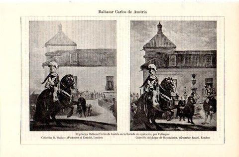 LAMINA V29173: Principe Baltasar Carlos de Austria en Escuela de equitacion por Velazquez