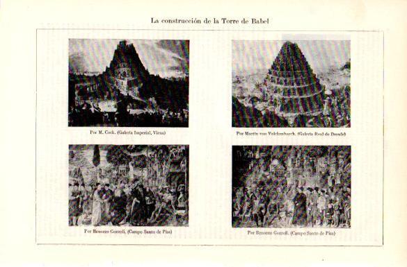 LAMINA V29116: La construccion de la Torre de Babel obras varias