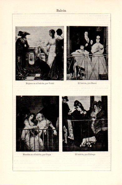 LAMINA V29167: El balcon por Manet, Manolas en el balcon por Goya y El balcon por Zuloaga