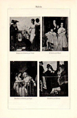 LAMINA V29167: El balcon por Manet, Manolas en el balcon por Goya y El balcon por Zuloaga