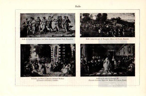 LAMINA V29145: Baile campestre por Brueghel y El Baile por Pater