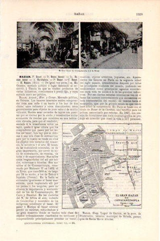 LAMINA V28769: Vistas y plano de El Gran Bazar de Constantinopla