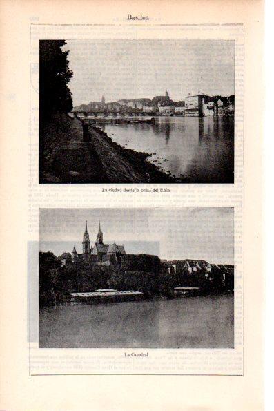 LAMINA V28727: Basilea vista de la ciudad y Catedral