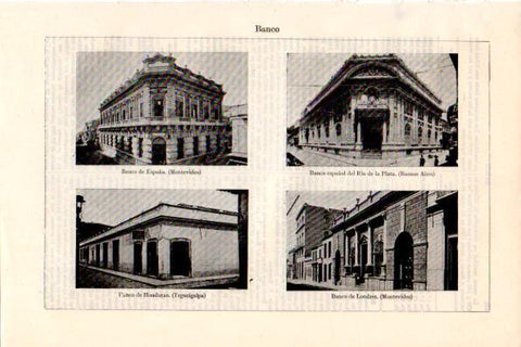 LAMINA V28654: Sedes de Banco en Montevideo Buenos Aires y Tegucigalpa