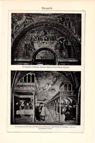 LAMINA V28660: El Banquete de Herodes por Massolino di Panicale