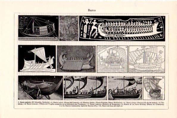 LAMINA V28695: Barcos egipcio, asirio, griego y romano