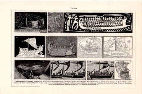 LAMINA V28695: Barcos egipcio, asirio, griego y romano