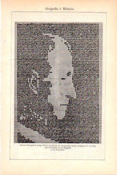LAMINA V28939: Retrato del general Jorge Ubico hecho a maquina de escribir