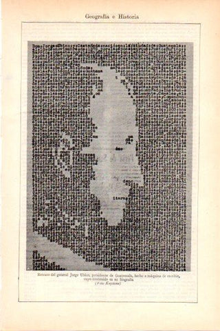 LAMINA V28939: Retrato del general Jorge Ubico hecho a maquina de escribir