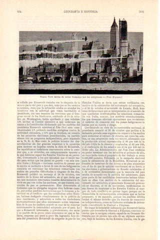 LAMINA V28927: Nueva York detrás de nubes formadas por aeroplanos