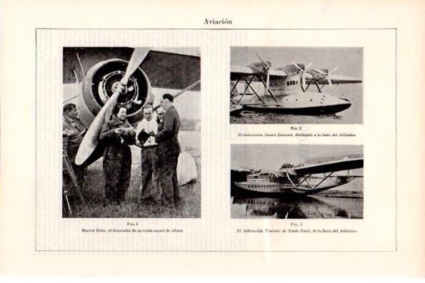 LAMINA V28826: Hidroavion Santos Dumond y Teniente de Navio Paris y Maryse Hilsz