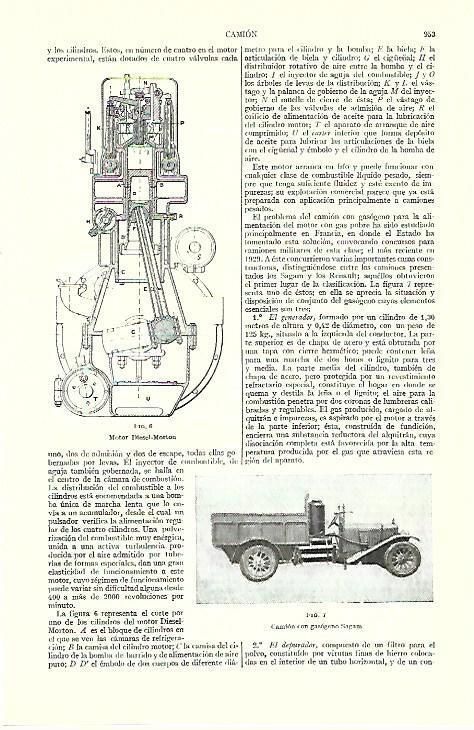 LAMINA ESPASA 39587: Motor Diesel Morton y camion Sagam
