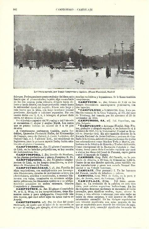 LAMINA ESPASA 39590: La Cibeles nevada, por Tomas Campuzano y Aguirre