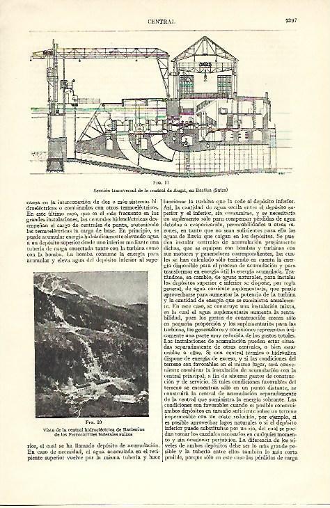 LAMINA ESPASA 39625: Seccion de la central de Basilea y vista de la central de Barberiae