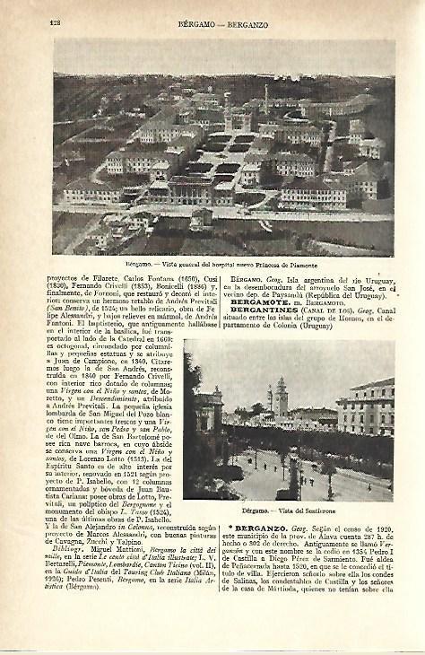 LAMINA ESPASA 39518: Hospital Princesa de Piamonte en Bergamo