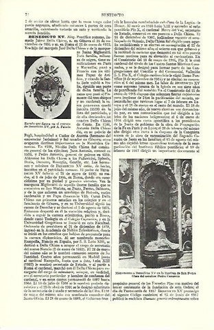 LAMINA ESPASA 39507: Escudo y Monumento a Benedicto XV