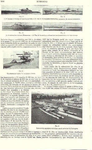 LAMINA ESPASA 39496: Submarinos El Surcoul y Fieramosca