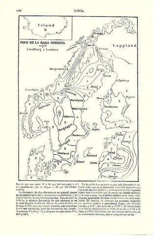 LAMINA ESPASA 39497: Mapa del Foco de la raza nordica