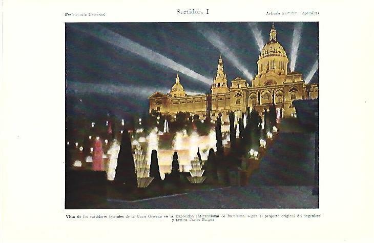 LAMINA ESPASA 39500: Gran Cascada de Montjuic en Barcelona