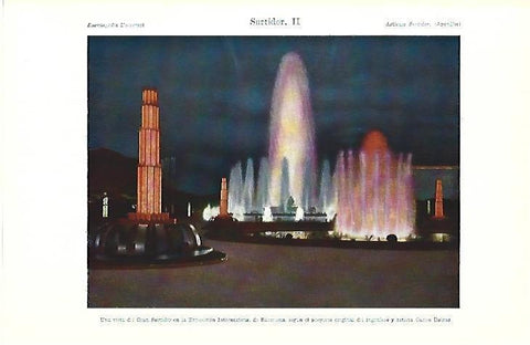 LAMINA ESPASA 39501: Fuentes de Montjuic en Barcelona