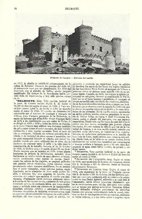 LAMINA ESPASA 39504: Castillo de Belmonte, Cuenca