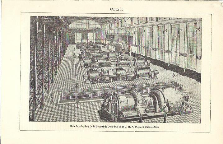 LAMINA ESPASA 39628: Sala de maquinas de la Central de Dock-Sud en Buenos Aires