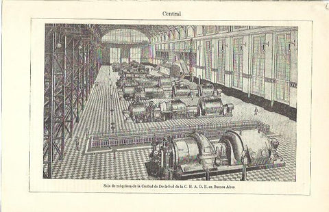 LAMINA ESPASA 39628: Sala de maquinas de la Central de Dock-Sud en Buenos Aires