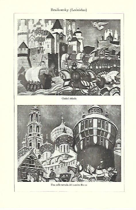 LAMINA ESPASA 39553: Ciudad sitiada y Una calle nevada de Moscu, pr L. Brailowsky