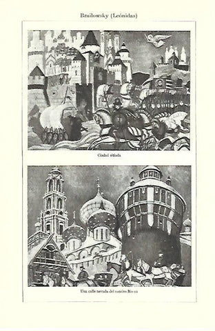 LAMINA ESPASA 39553: Ciudad sitiada y Una calle nevada de Moscu, pr L. Brailowsky