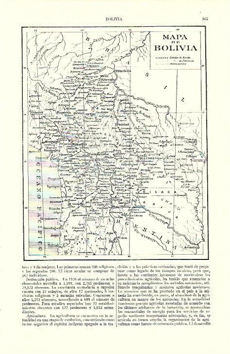 LAMINA ESPASA 39542: Mapa de Bolivia