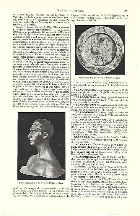 LAMINA ESPASA 39535: Busto autorretrato de Eulogio Blasco