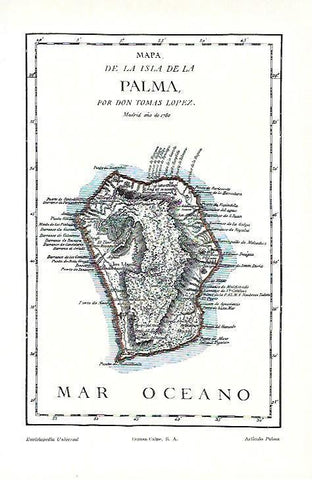 LAMINA ESPASA 39703: Mapa de la isla de Palma por Tomas Lopez de 1780