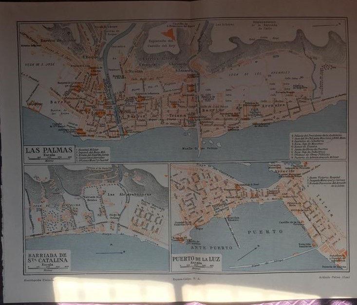 LAMINA ESPASA 39706: Planos de Las Palmas y barrios de Santa Catalina y Puerto de la Luz