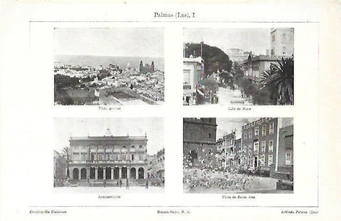 LAMINA ESPASA 39709: Calle de Muro, Ayuntamiento y Plaza de Santa Ana en Las Palmas
