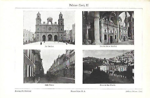LAMINA ESPASA 39710: Catedral, Calle Triana y Risco de San Nicolas en Las Palmas