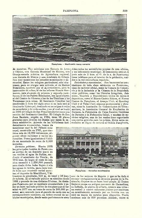 LAMINA ESPASA 39757: Escuelas y manicomio de Pamplona