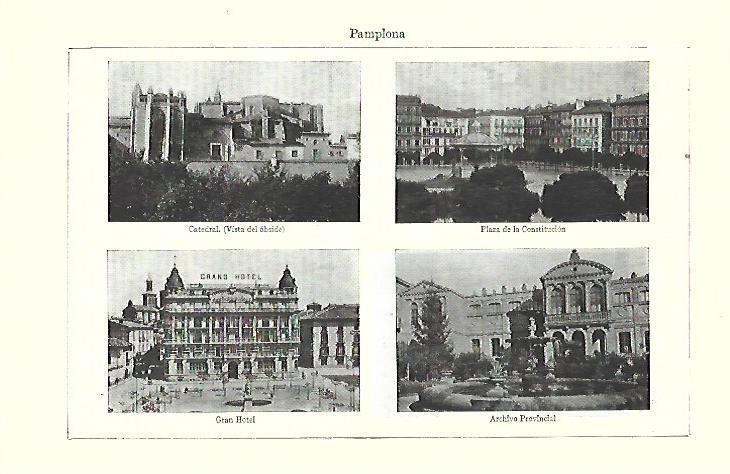 LAMINA ESPASA 39756: Catedral, Plaza de la Constitucion, Gran Hotel y Archivo Provincial en Pamplona