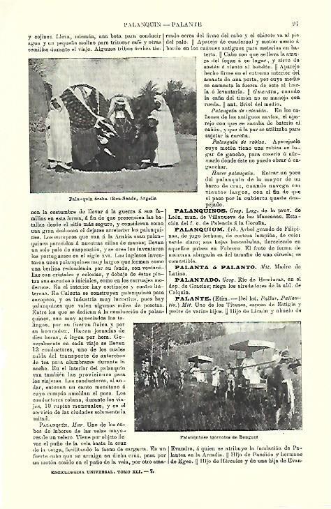 LAMINA ESPASA 39646: Palanquin arabe y de Benguet