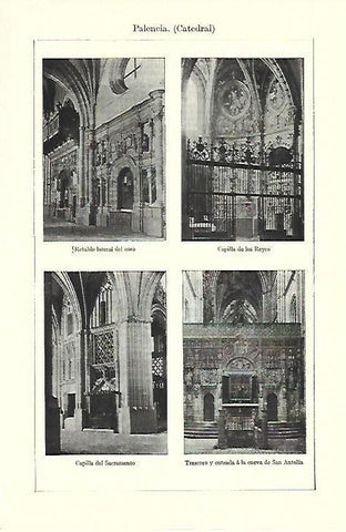 LAMINA ESPASA 39663: Interiores de la catedral de Palencia
