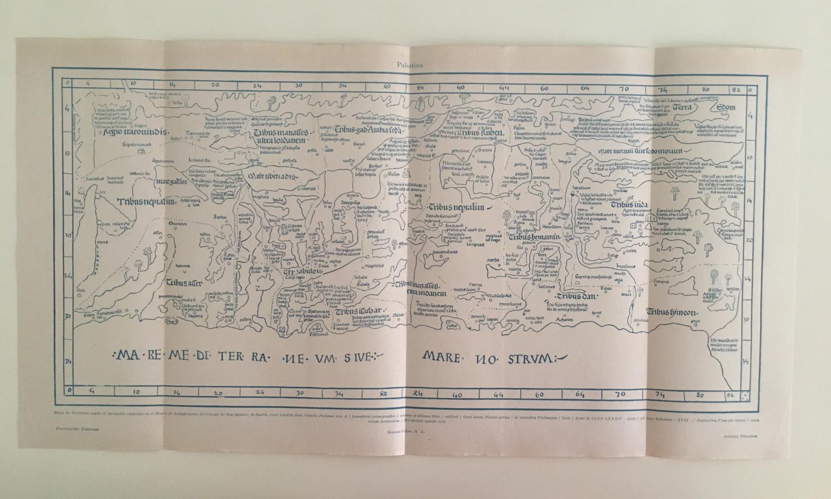 LAMINA ESPASA 39686: Mapa de Palestina sobre uno del Museo de Sarria
