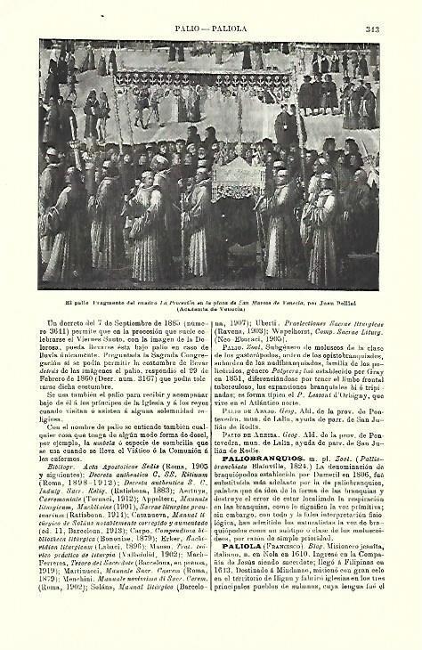 LAMINA ESPASA 39693: Detalle de La Procesion en la plaza de San Marcos de Venecia, por Bellini