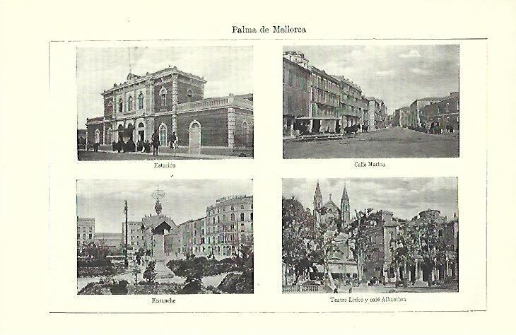 LAMINA ESPASA 39697: Estacion, Calle Marina, Ensanche y Teatro Lirico de Mallorca