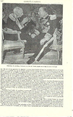 LAMINA ESPASA 39310: El presidente Carmona de Portugal y Franco
