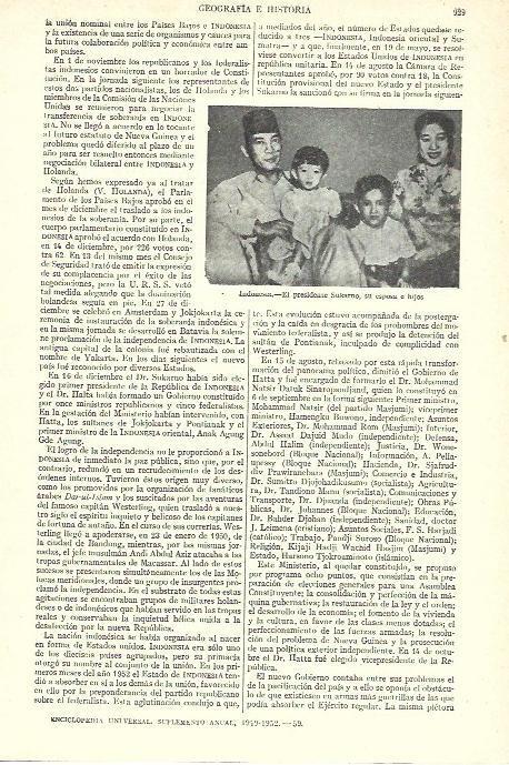 LAMINA ESPASA 39302: El presidente Surkano de Indonesia con su familia
