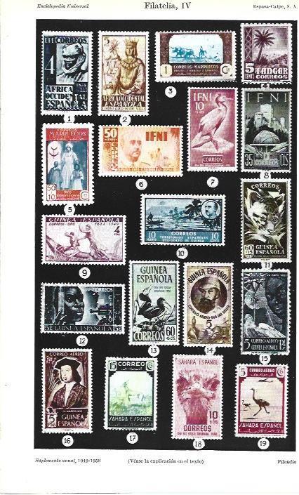 LAMINA ESPASA 39283: Sellos de las colonias de España de 1950